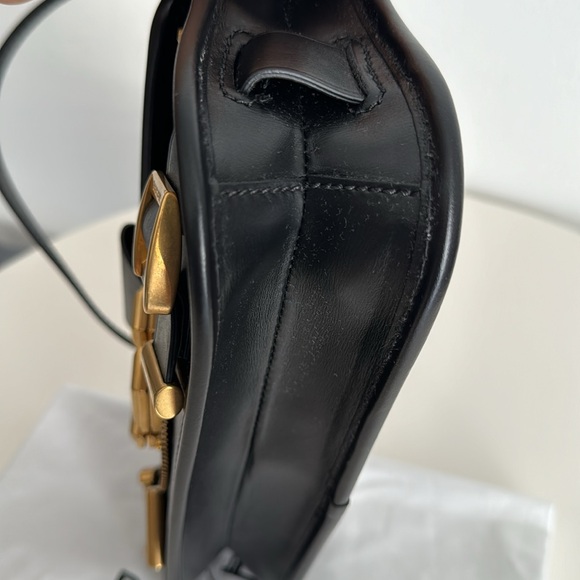 BALMAIN *NEW* Black Leather Top Handle Leather Bag with Crossbody Strap - Picture 6 of 16